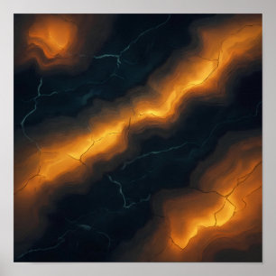 Póster Patrón de tela de humo de obsidiana iluminada sin