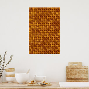 Póster Patrón de tela marrón claro, red de mimbre, mimbre