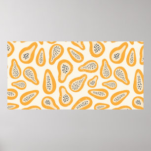 Póster Patrón de textura abstracta de frutos con papaya y