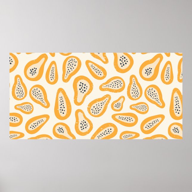 Póster Patrón de textura abstracta de frutos con papaya y (Frente)