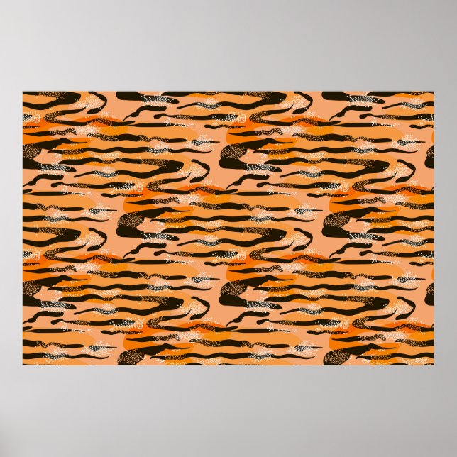 Póster Patrón de tigre impecable, color melocotón (Frente)