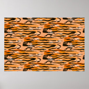 Póster Patrón de tigre impecable y color melocotón