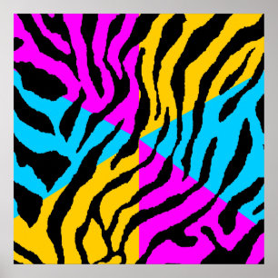 Póster Patrón de tigre retro Corey Tiger 80s