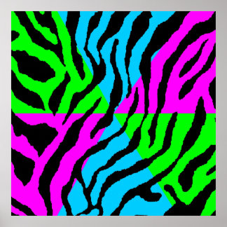 Póster Patrón de tigre retro Corey Tiger 80s