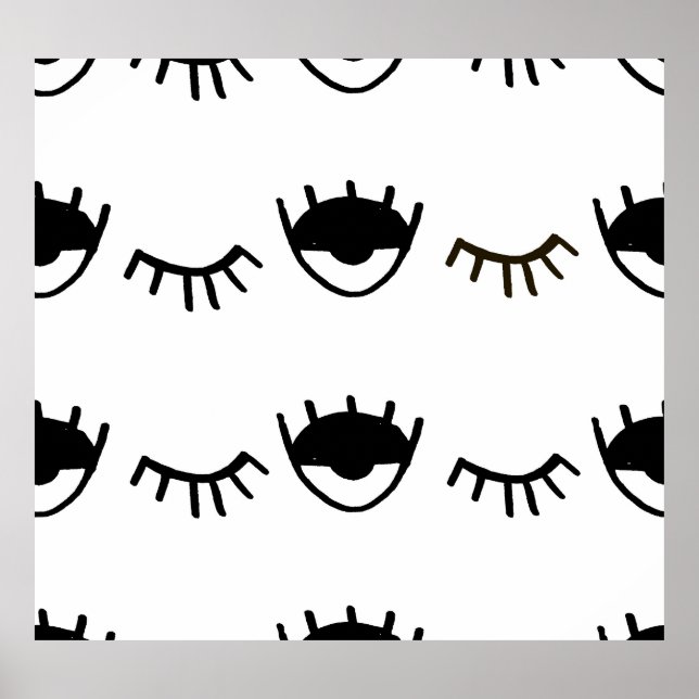 Póster Patrón de tinta de ojos pintados a mano (Frente)