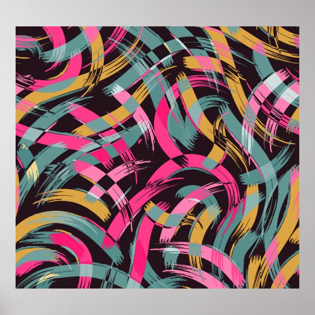 Póster Patrón de trazo de pincel artístico. (Frente)