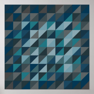 Póster Patrón de triángulo geométrico en azul y gris