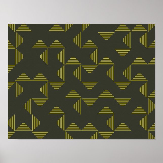 Póster Patrón de triángulos verdes, frescos, únicos y de  (Frente)