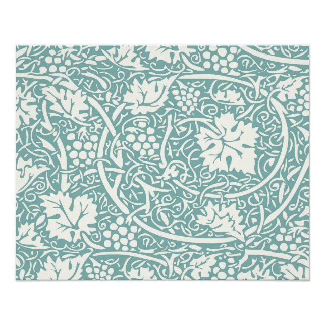 Póster Patrón de uva William Morris turquesa (Anverso)