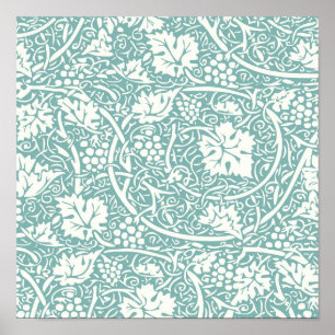 Póster Patrón de uva William Morris turquesa