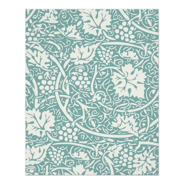 Póster Patrón de uva William Morris Turquoise Verde azula (Anverso)