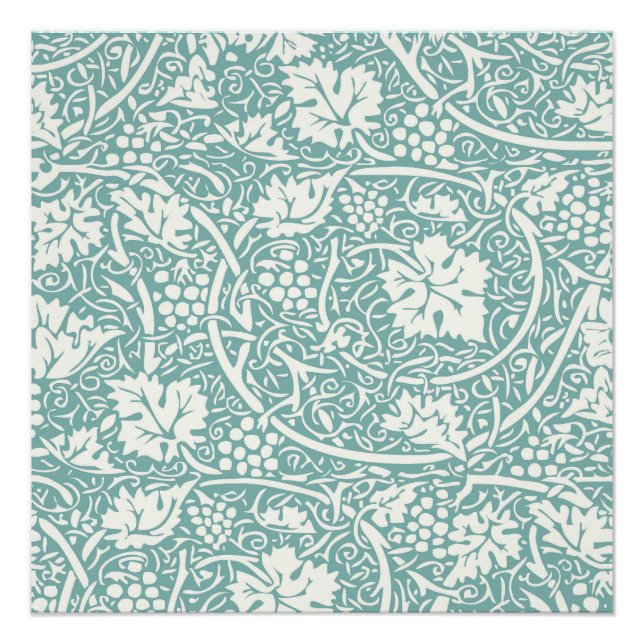 Póster Patrón de uva William Morris Turquoise Verde azula (Anverso)