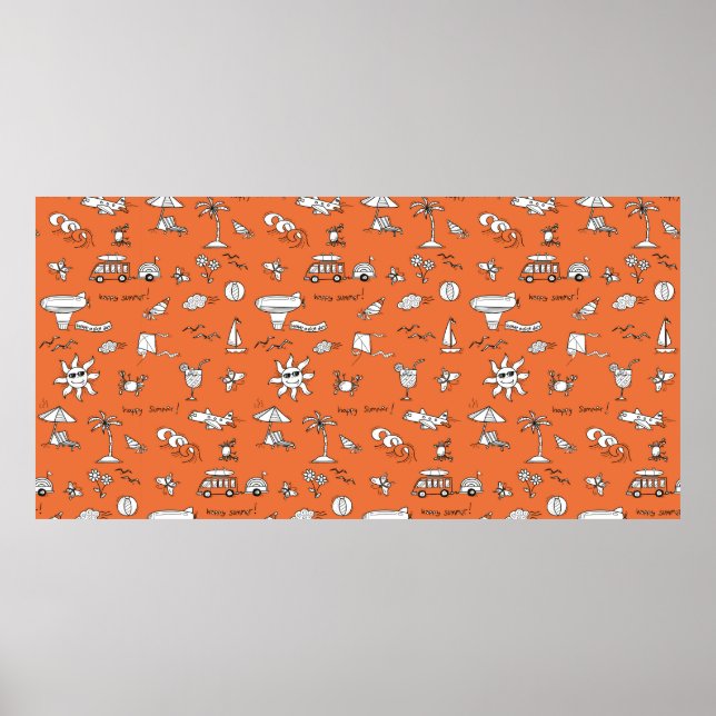 Póster Patrón de verano de ilustracion de cosecha (Frente)