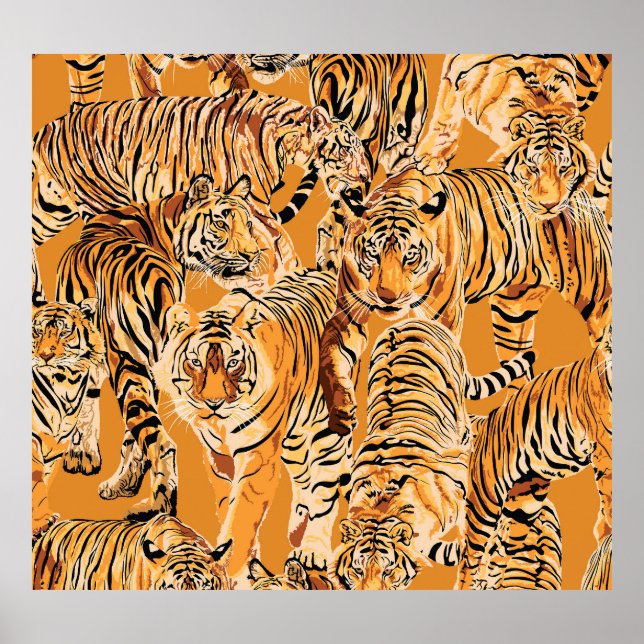 Póster Patrón de vida salvaje del Safari del Tigre de épo (Frente)