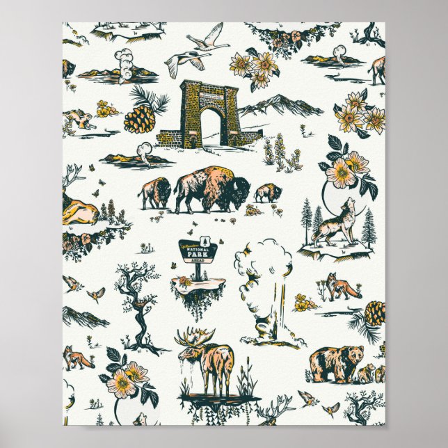 Póster Patrón de vida silvestre del Parque Nacional Yello (Frente)