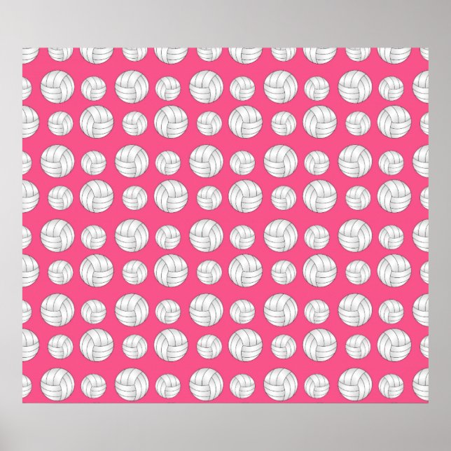 Póster Patrón de voleibol rosa (Frente)