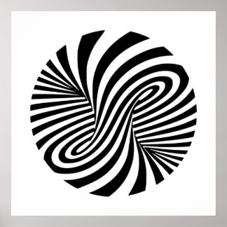 Póster Patrón de vórtice blanco y negro - Ilusión óptica