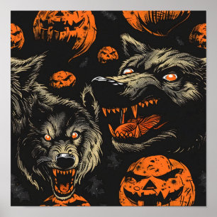 Póster Patrón de Werewolf en mosaico