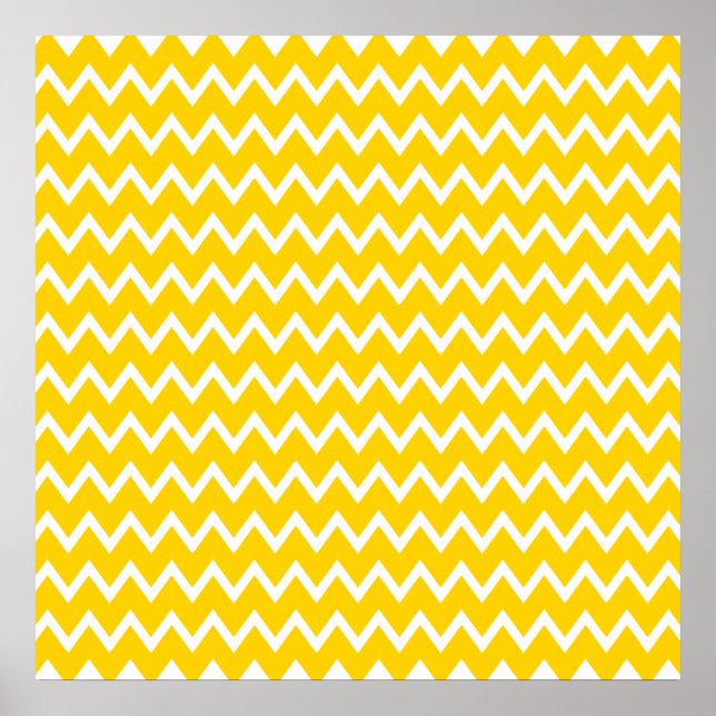 Póster Patrón de zigzag amarillo y blanco (Frente)