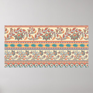 Póster Patrón decorativo sin fisuras de bordes con flor