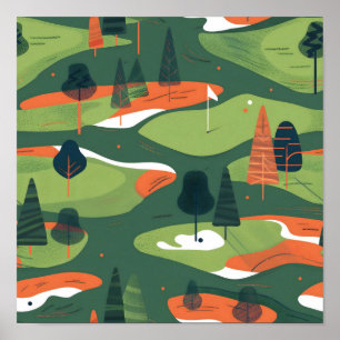 Póster Patrón del campo de golf en mosaico