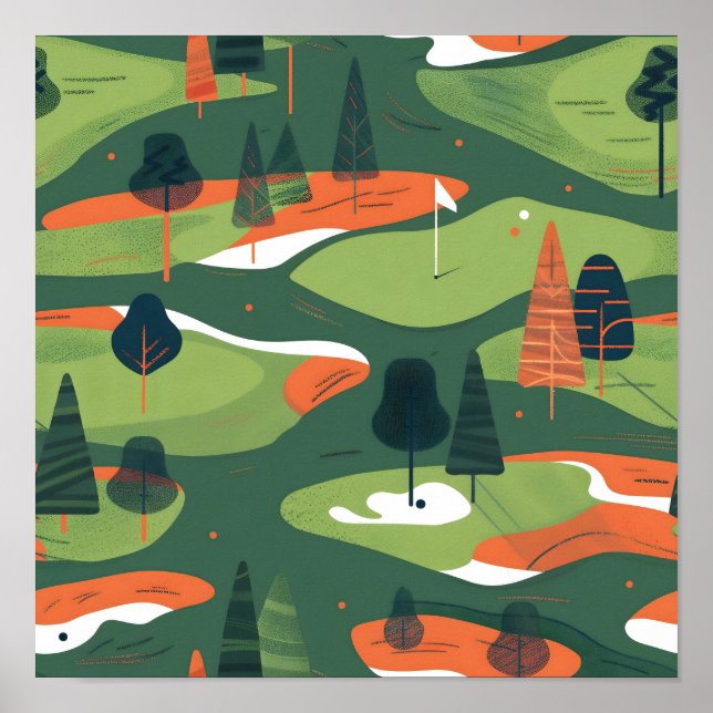 Póster Patrón del campo de golf en mosaico (Frente)