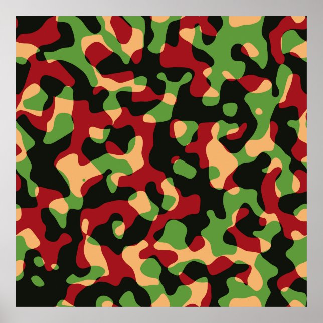 Póster Patrón del Ejército de Camuflaje Negro Verde de Bo (Frente)