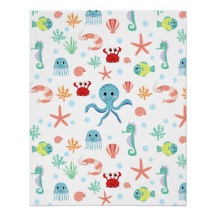 Póster Patrón del mundo marino