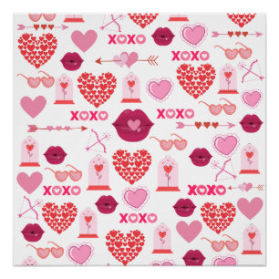 Póster Patrón Día de San Valentín 2023 Fondo con corazón