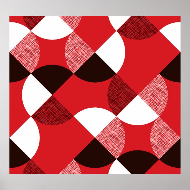 Póster Patrón dinámico diagonal texturizado rojo (Frente)