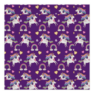 Póster Patrón divertido de caballo mágico Unicornio