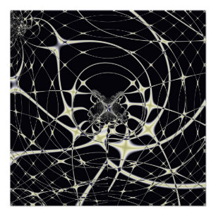 Póster Patrón dorado abstracto de telaraña gótica