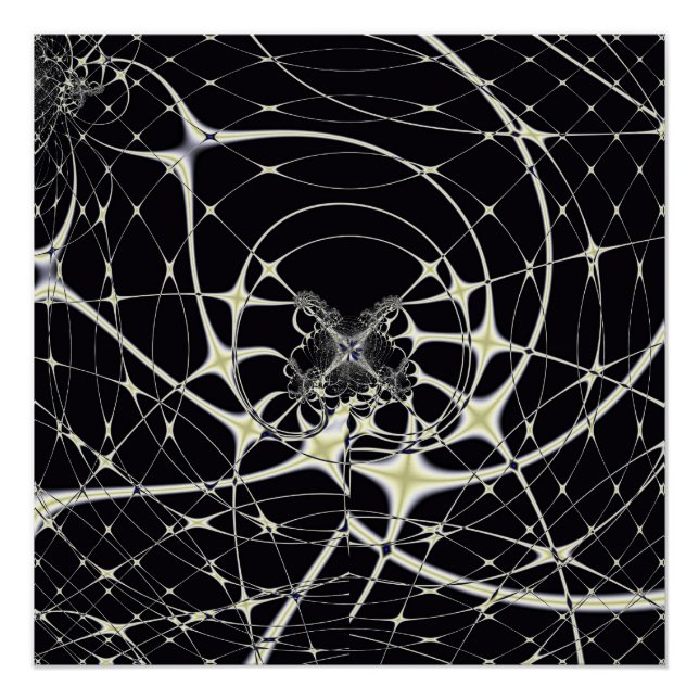 Póster Patrón dorado abstracto de telaraña gótica (Anverso)