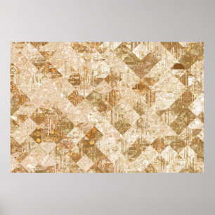 Póster Patrón dorado de mosaico abstracto brillante