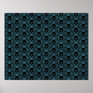 Póster Patrón elegante de modernidad abstracta azul Art D