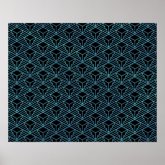 Póster Patrón elegante de modernidad abstracta azul Art D (Frente)