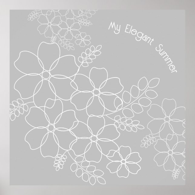 Póster Patrón elegante y sencillo de flores de verano (Frente)