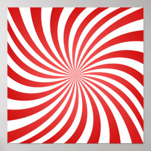Póster Patrón espiral rojo y blanco - Huella digital de D
