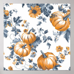 Póster Patrón estético de calabaza en mosaico