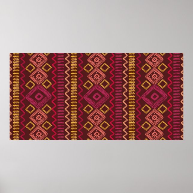 Póster Patrón étnico abstracto sin fisuras dibujado a man (Frente)