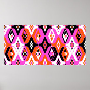 Póster Patrón étnico sin fisuras vintage con uzbeko, turc