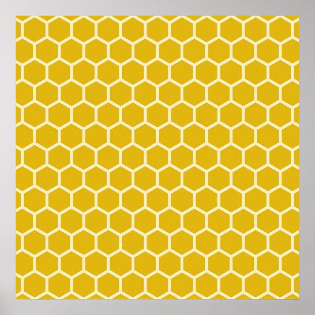 Póster Patrón exagerado de abee hive de honeycomb amarill (Frente)