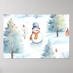 Póster Patrón feliz de nieve