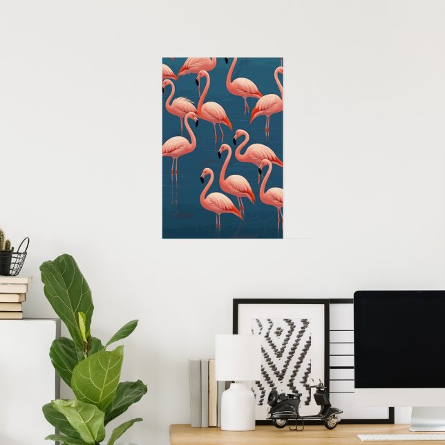 Póster Patrón Flamingo (Oficina en casa)