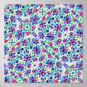 Póster Patrón Floral Abstracto - Cartel