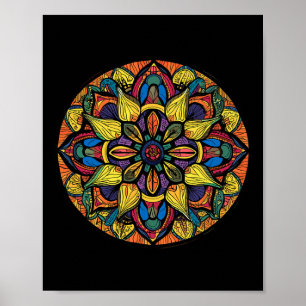 Póster Patrón floral abstracto de mandala de geometría sa