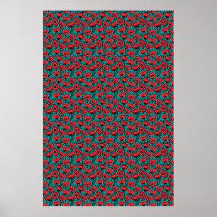 Póster Patrón floral abstracto moderno de amapola roja