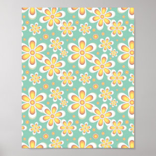 Póster Patrón floral amarillo
