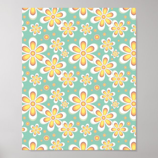 Póster Patrón floral amarillo (Frente)