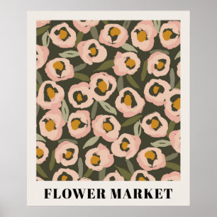 Póster Patrón floral atrevido y con manchas de tinta   Bo